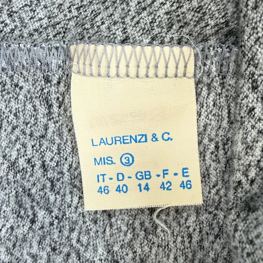 Vintage A MODO MIO Pajama Top Shirt Womens Small Gray Black Lace Trim